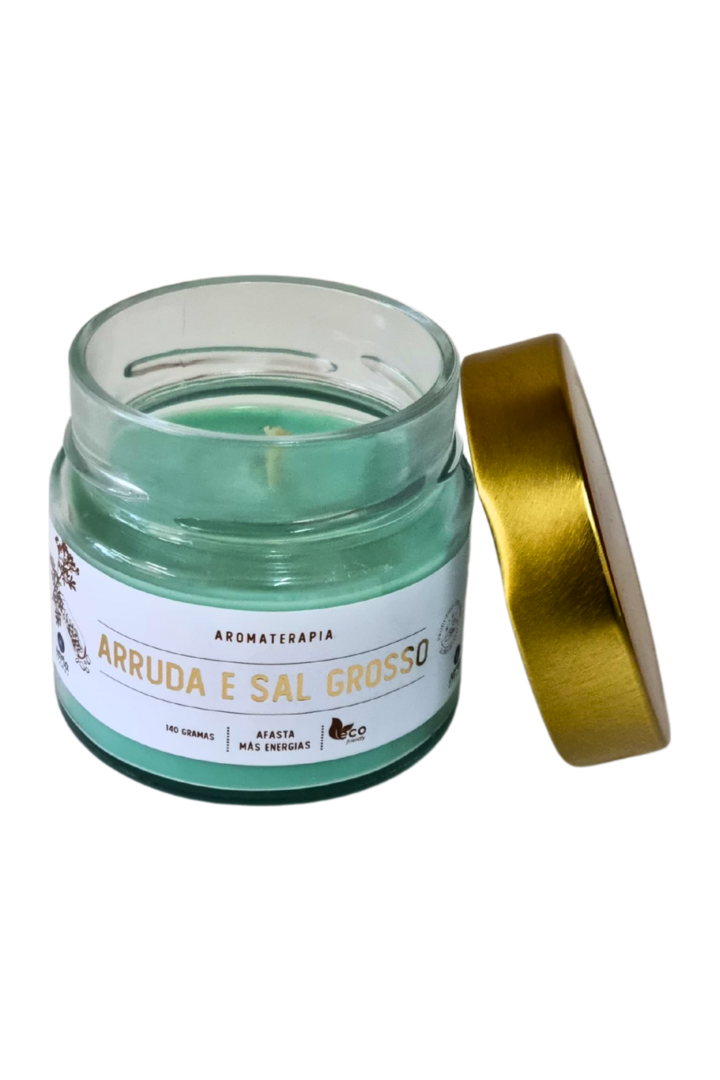 Vela perfumada pote de vidro arruda e sal grosso 1
