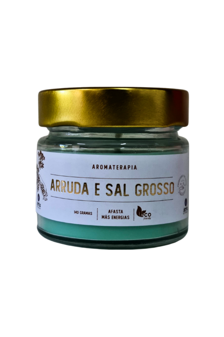 Vela perfumada pote de vidro arruda e sal grosso 2
