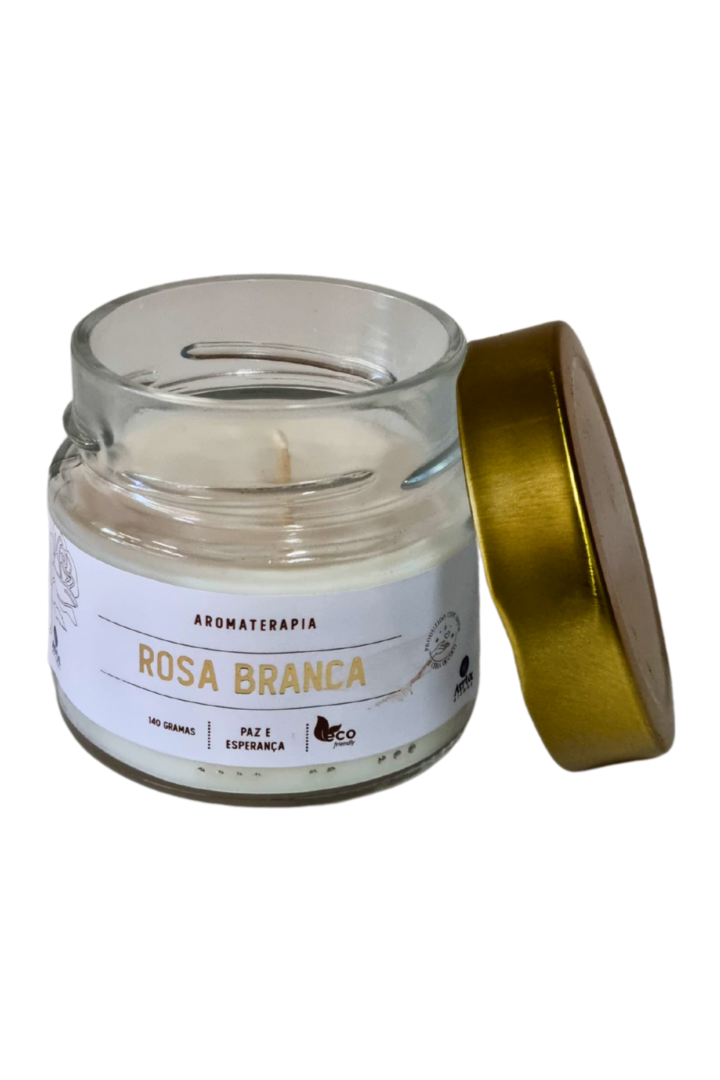 Vela perfumada pote de vidro rosa branca 1
