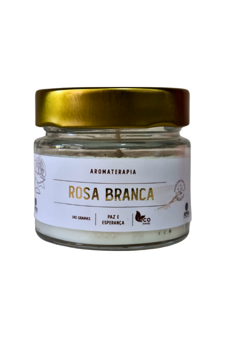 Vela perfumada pote de vidro rosa branca 2