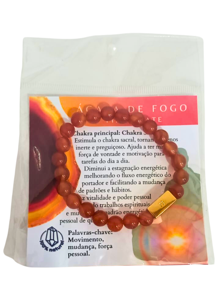 Pulseira japamala pedra agata de fogo 2