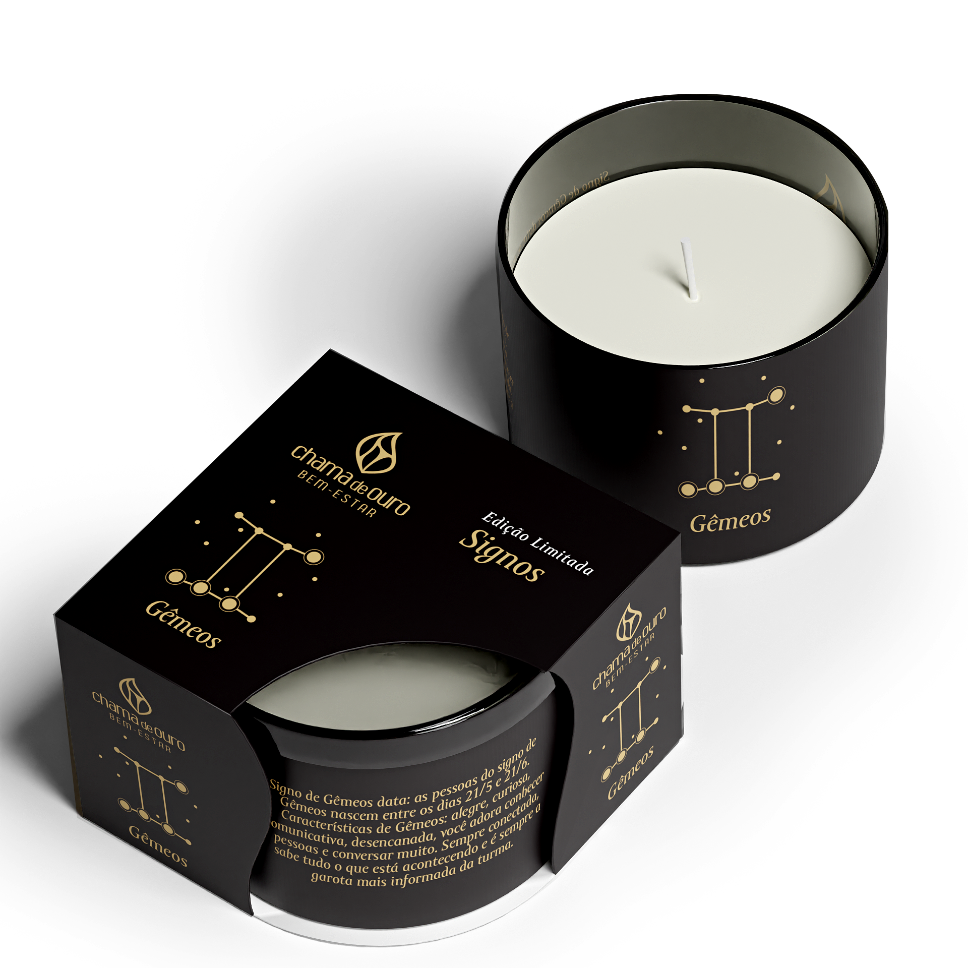 Vela copo vidro 70gr perfumada signo gemeos 1