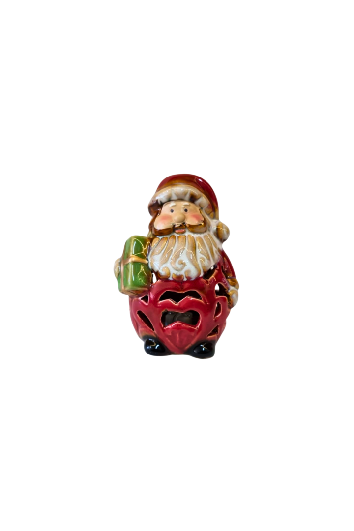 Papai noel e boneco de neve porcelana c luz 2