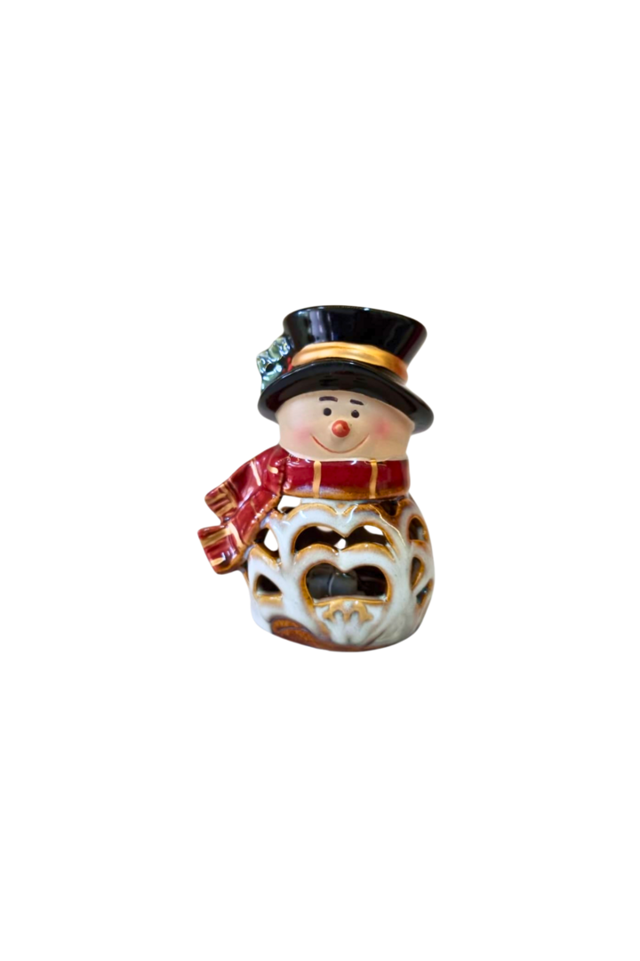 Papai noel e boneco de neve porcelana c luz 4