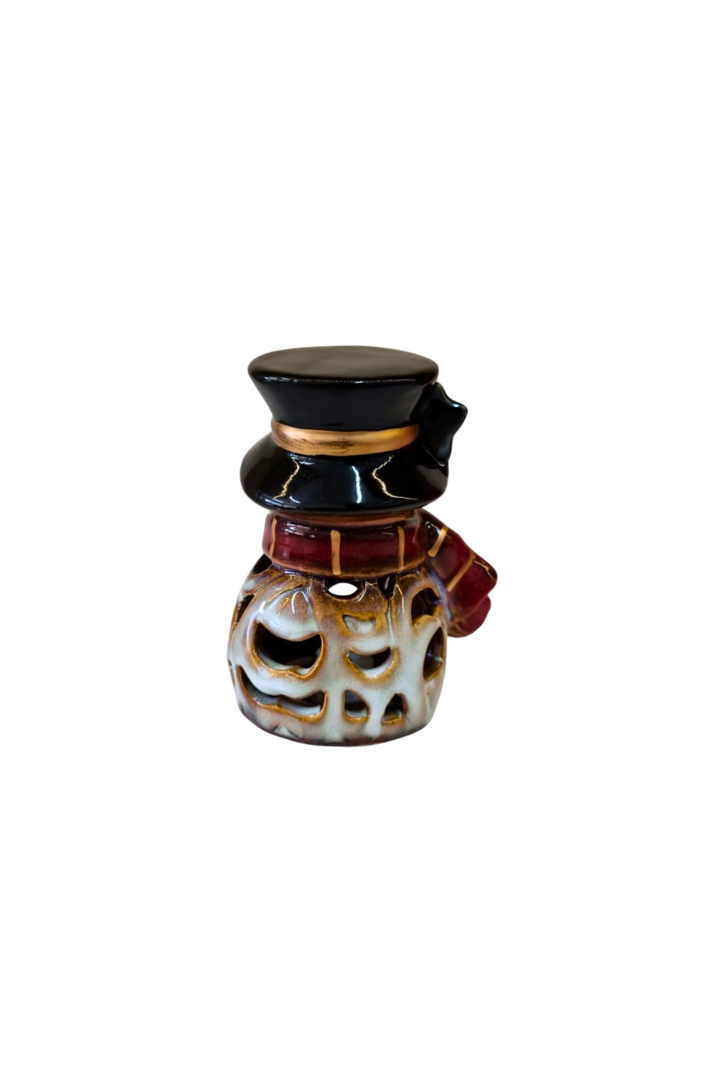 Papai noel e boneco de neve porcelana c luz 5