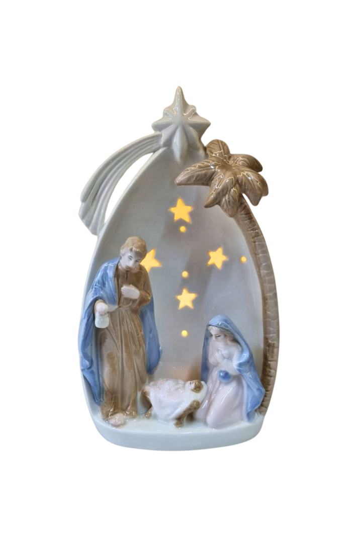Presepio porcelana bluewhite c luz 21cm 1