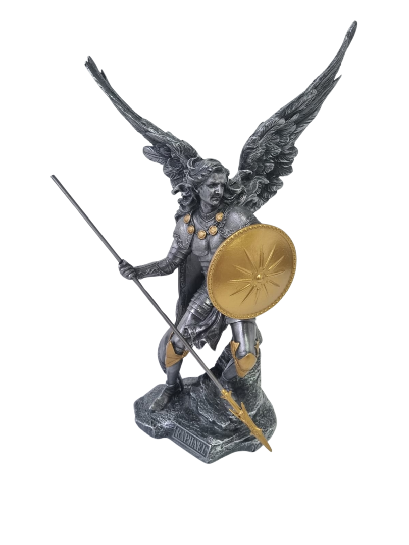 Arcanjo rafael escudo dourado 33cm wu74697a8 1