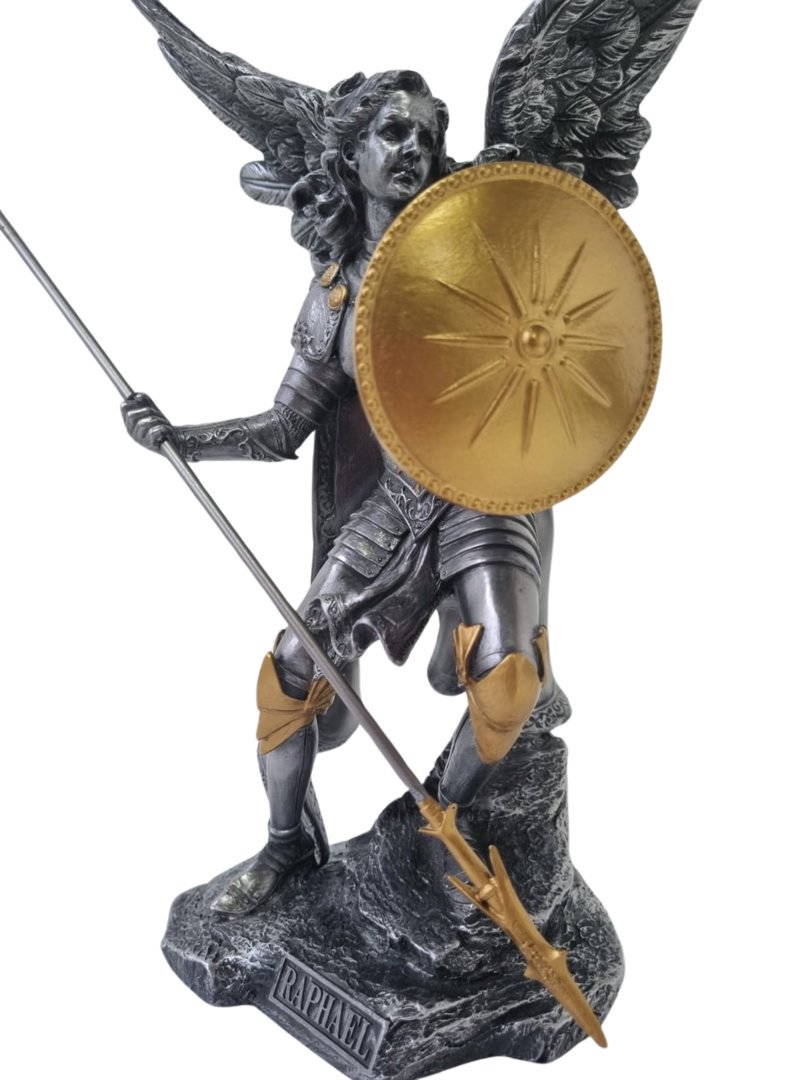 Arcanjo rafael escudo dourado 33cm wu74697a8 2